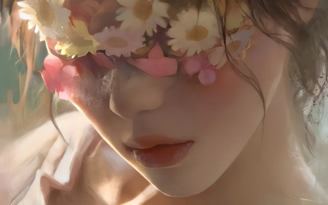 4k二次元花环少女壁纸｜温暖阳光下背景图片 - 甜美治愈「哲风壁纸」