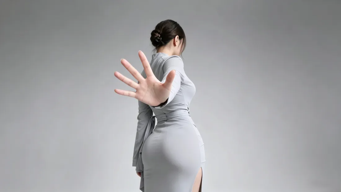 3k灰裙美女壁纸｜浅灰纯色背景图片 - 气质时尚写真「哲风壁纸」
