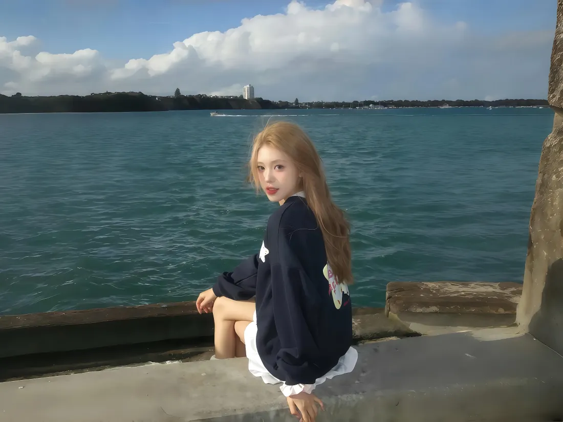 4k海边金发少女壁纸｜清新治愈背景图片 - 休闲海边人像「哲风壁纸」