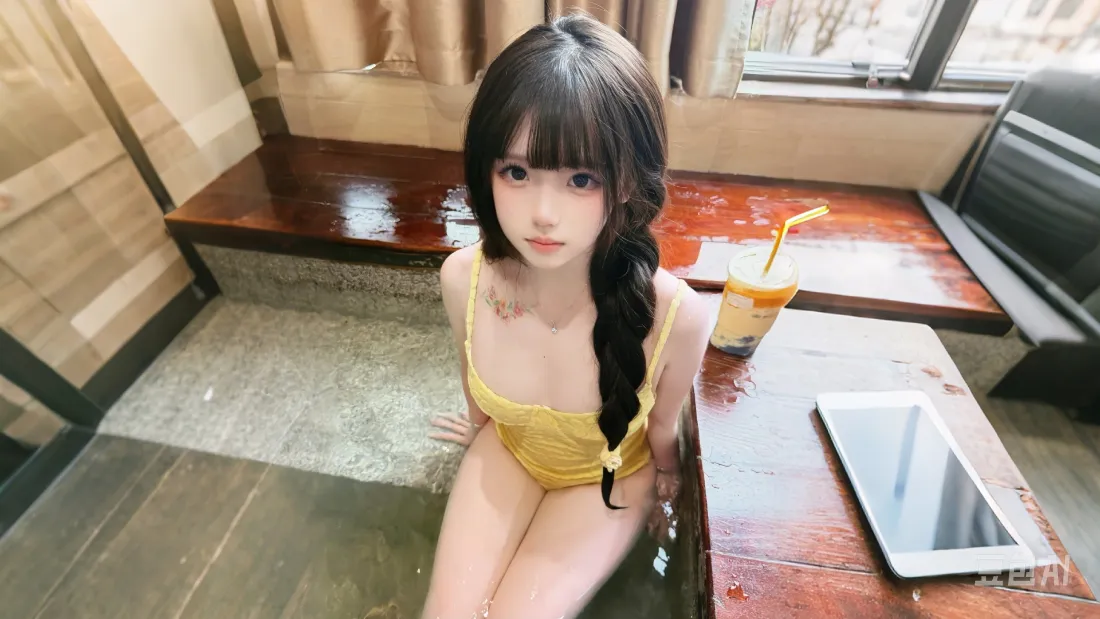 2k黄衣麻花辫少女壁纸｜室内桌面背景图片 - 清纯甜妹居家写真「哲风壁纸」