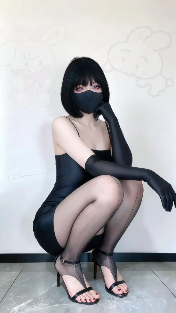 性感黑衣美女手机壁纸｜御姐风背景图片 - 黑丝吊带裙「哲风壁纸」