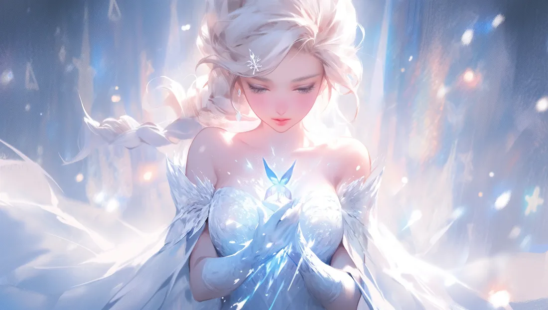 4k艾莎同人壁纸｜冰雪梦幻背景图片 - 银发仙女光影氛围感「哲风壁纸」