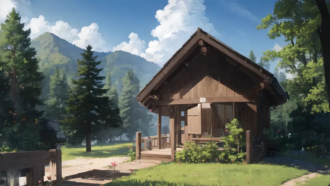 4k林间木屋壁纸｜山林草地背景图片 - 治愈风景「哲风壁纸」