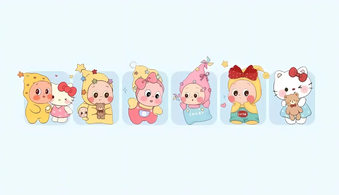 2k星星人壁纸｜HelloKitty联名背景图片 - 可爱Q版卡通形象「哲风壁纸」