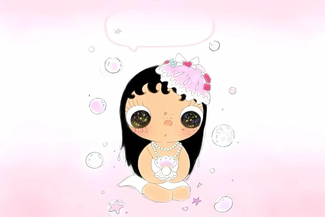 2k小玉壁纸｜粉色背景图片 - 泡泡可爱卡通少女「哲风壁纸」