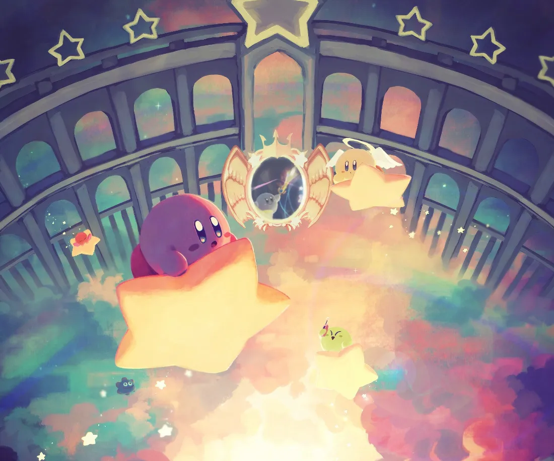 2k星之卡比壁纸｜星空拱门背景图片 - 乘星星奇幻场景「哲风壁纸」