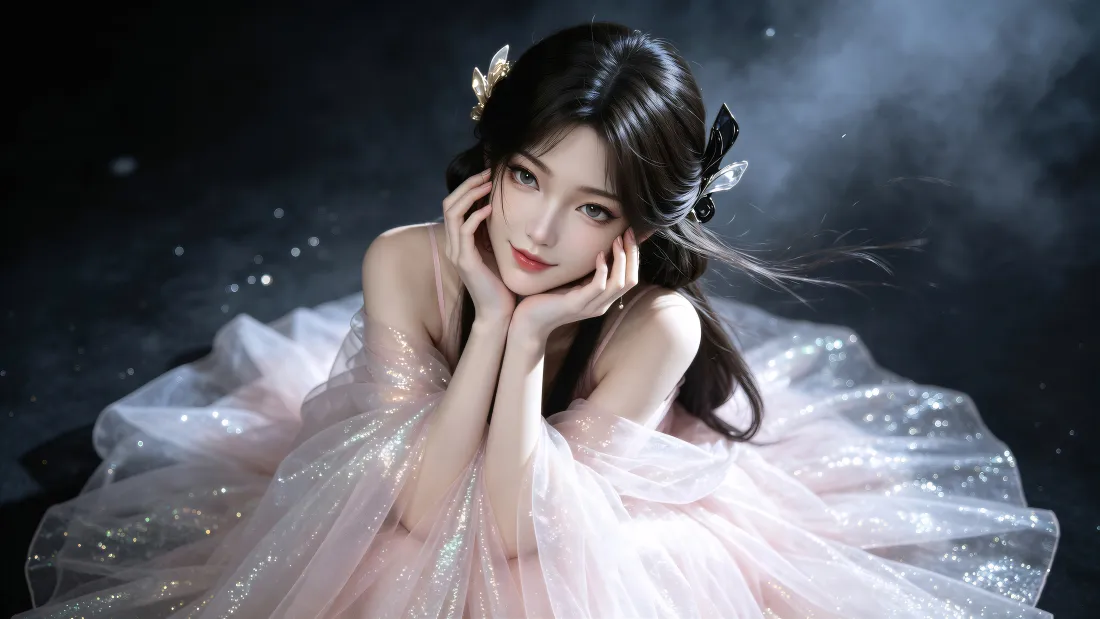 8k梅凝壁纸｜凡人修仙传背景图片 - 粉纱裙托脸氛围感美女「哲风壁纸」