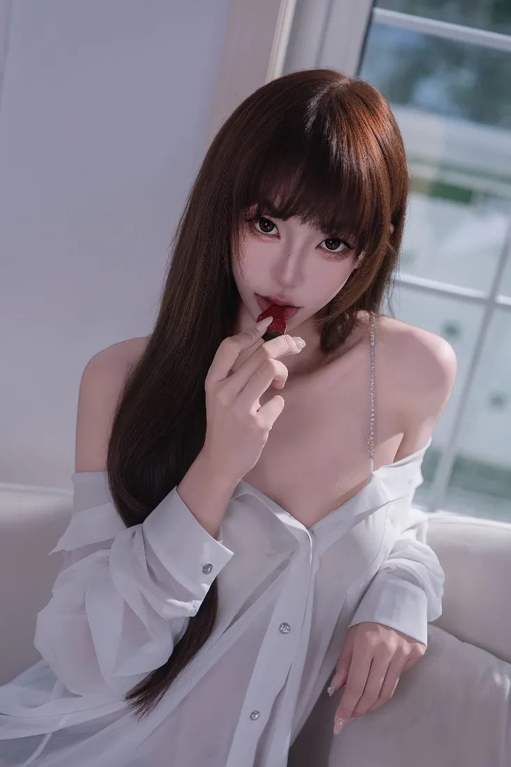 白衬衫美女手机壁纸｜窗边纯欲背景图片 - 樱桃氛围感「哲风壁纸」