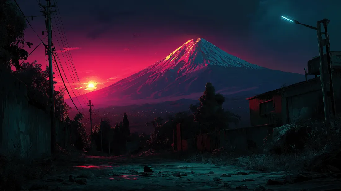 6k火山熔岩壁纸｜黄昏街景背景图片 - 暮色「哲风壁纸」