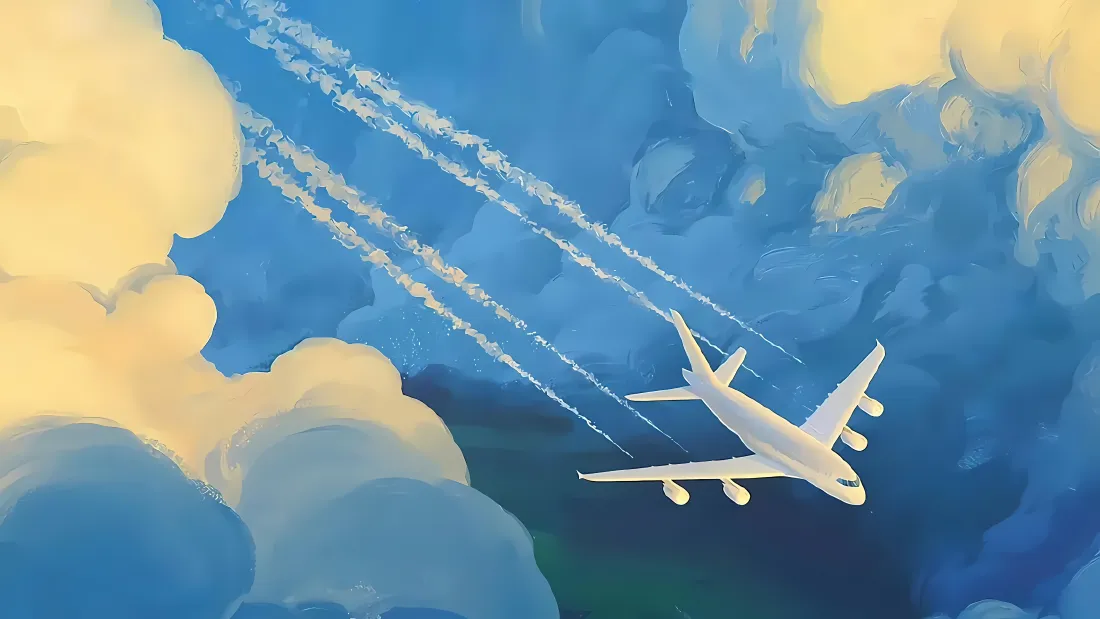 4k飞机壁纸｜高空云层背景图片 - 插画风格「哲风壁纸」