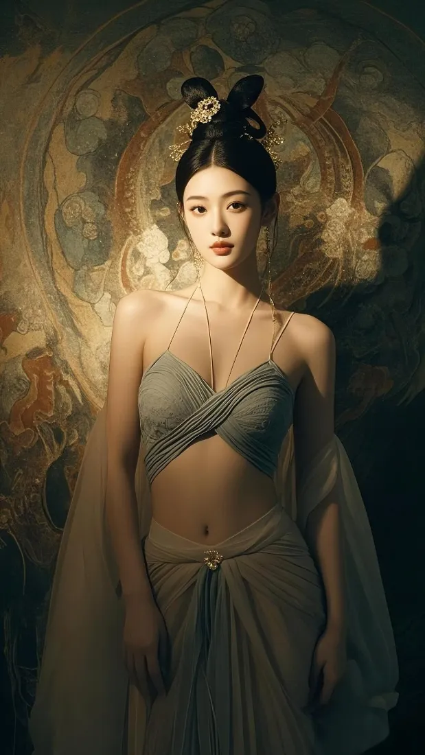 古风敦煌飞天美女手机壁纸｜暗调氛围感背景图片 - 国风清冷「哲风壁纸」