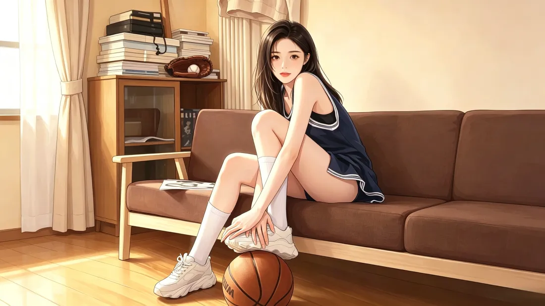 3k篮球少女壁纸｜居家客厅背景图片 - 沙发运动风「哲风壁纸」