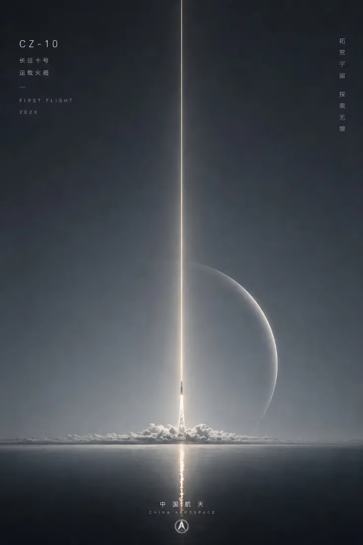 长征十号手机壁纸｜火箭发射背景图片 - 海面升空科幻意境「哲风壁纸」