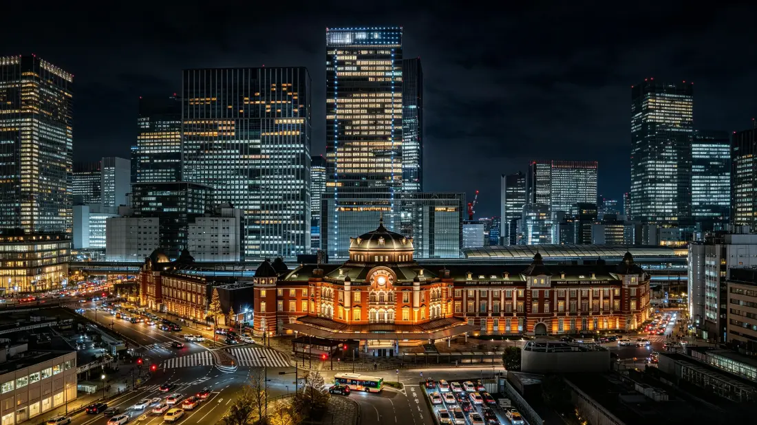 3k东京站壁纸｜城市夜景背景图片 - 繁华都市街景「哲风壁纸」