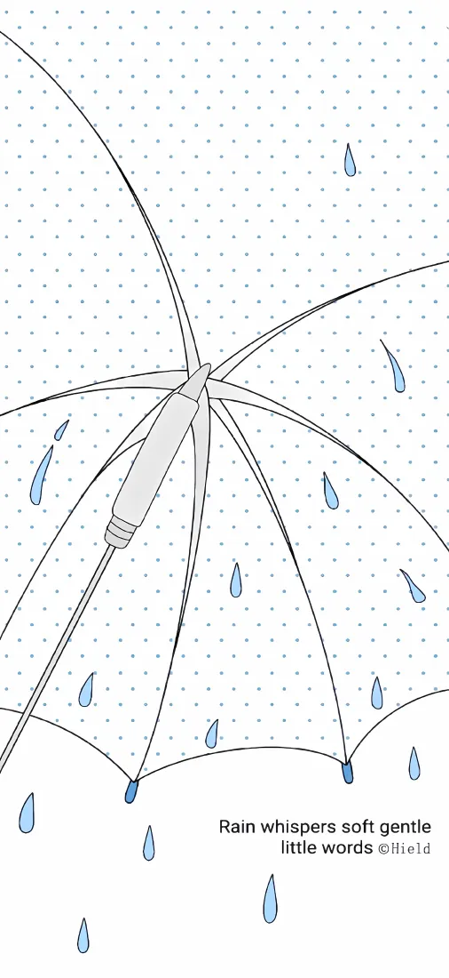 雨伞｜雨滴简笔背景图片 - 简约手绘雨天插画「哲风壁纸」