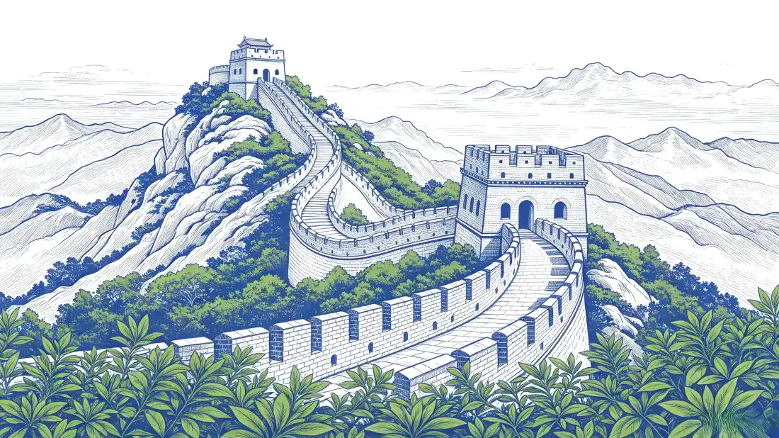 3k长城壁纸｜青山背景图片 - 手绘国风风景「哲风壁纸」