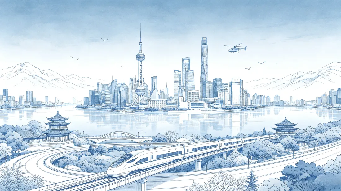 3k上海城市风景壁纸｜冬日雪景背景图片 - 高铁古建江景「哲风壁纸」