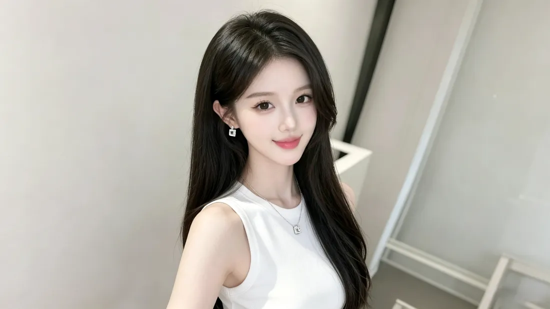 3k气质美女壁纸｜室内自拍背景图片 - 黑长直温柔甜妹「哲风壁纸」