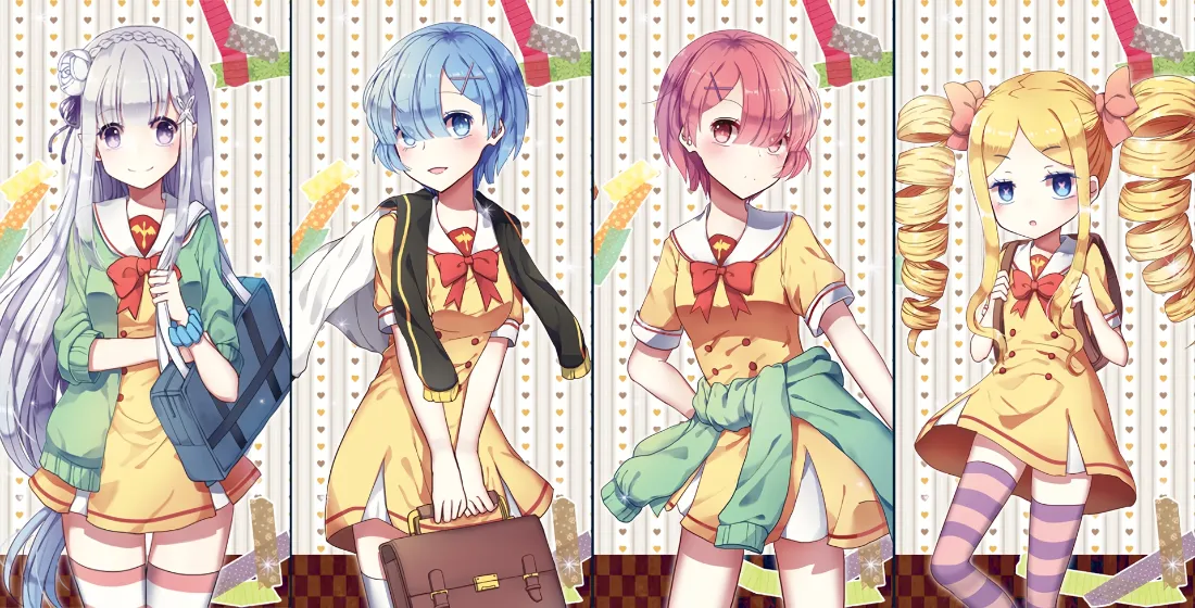2kRe:从零开始的异世界生活壁纸｜校服少女背景图片 - 爱蜜莉雅雷姆拉姆碧翠丝「哲风壁纸」