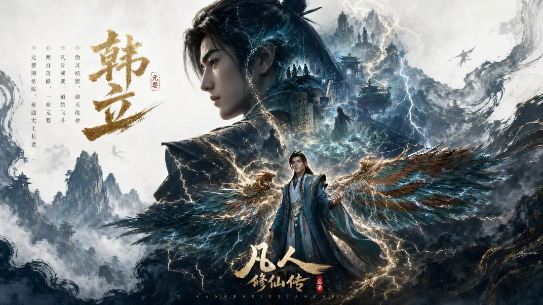 4k韩立壁纸｜凡人修仙传背景图片 - 风雷翅仙侠水墨风「哲风壁纸」