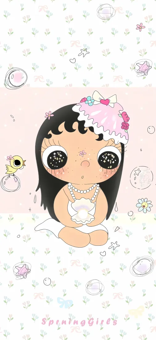 小玉手机壁纸｜软萌卡通背景图片 - 大眼少女可爱插画「哲风壁纸」