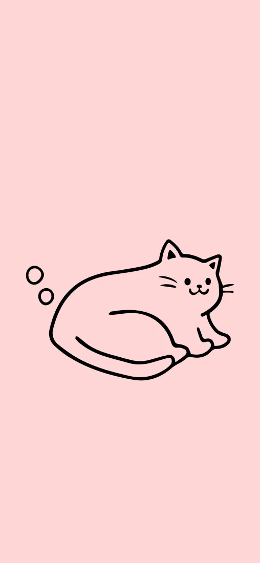 猫咪手机壁纸｜粉色背景图片 - 简笔画躺平萌宠「哲风壁纸」