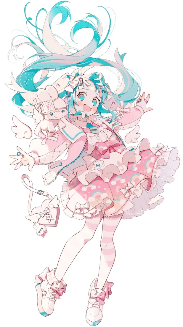 初音未来手机壁纸｜粉裙少女背景图片 - 甜美可爱「哲风壁纸」