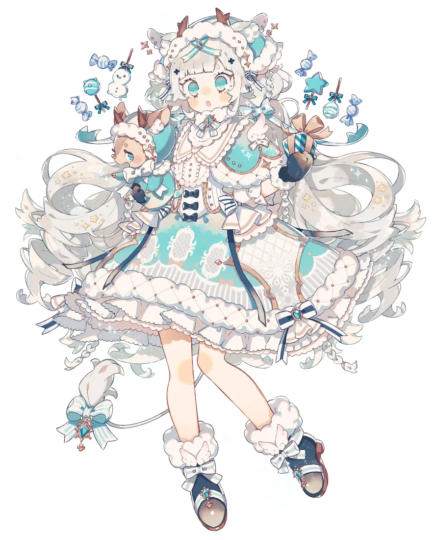 萝莉少女手机壁纸｜甜系插画背景图片 - 洛丽塔糖果冬日软萌形象「哲风壁纸」