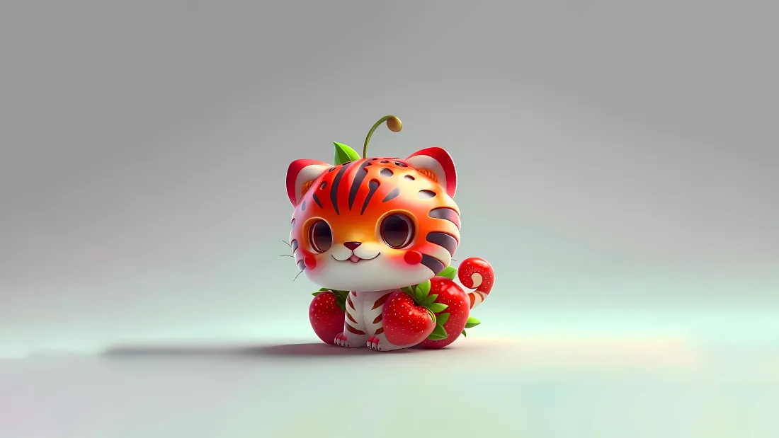 4kQ版生肖虎壁纸｜苹果萌虎背景图片 - 3D可爱卡通「哲风壁纸」