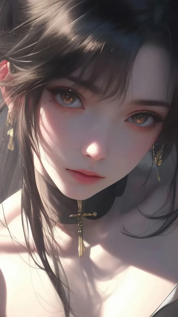 二次元少女手机壁纸｜异瞳黑发背景图片 - 光影氛围感「哲风壁纸」