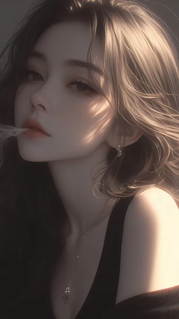 御姐美女手机壁纸｜光影氛围感背景图片 - 卷发吊带「哲风壁纸」