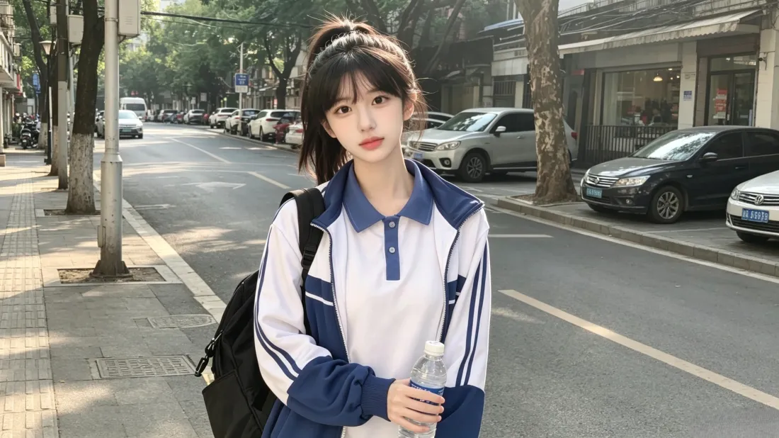 3k校服少女壁纸｜街边背景图片 - 青春校园「哲风壁纸」