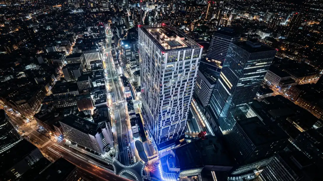 3k城市夜景摩天楼｜航拍俯瞰背景图片 - 繁华都市车流街景「哲风壁纸」