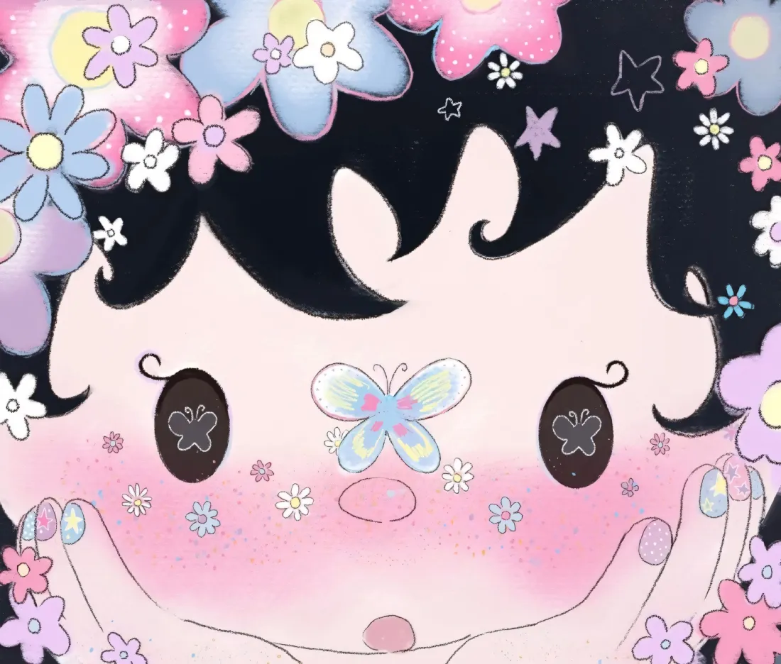 3kQ版女孩壁纸｜花朵蝴蝶背景图片 - 可爱软萌手绘插画「哲风壁纸」