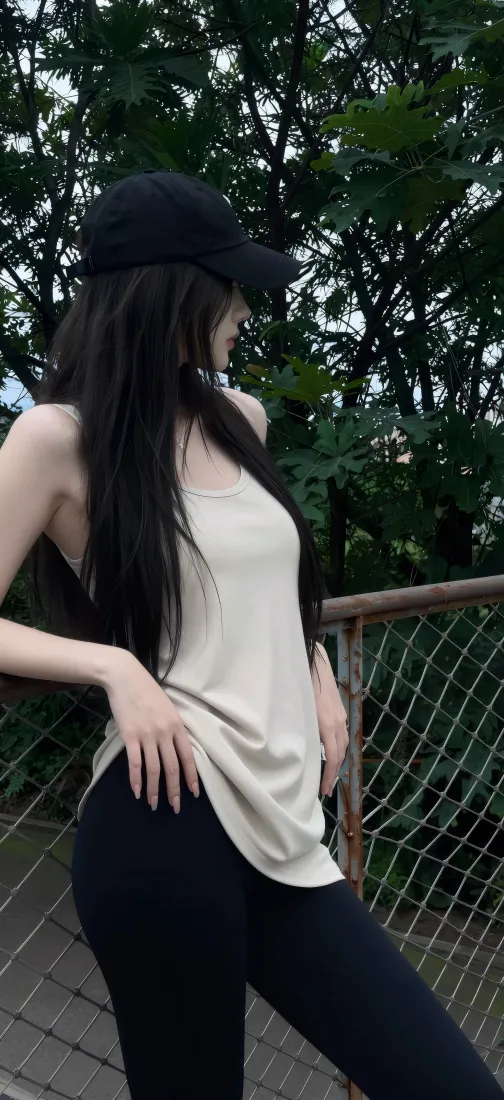 户外美女手机壁纸｜棒球帽穿搭背景图片 - 休闲随拍「哲风壁纸」