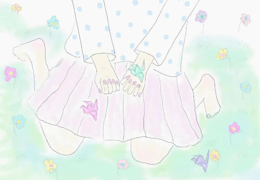 3k牵手情侣｜清新小花背景图片 - 治愈简笔插画「哲风壁纸」