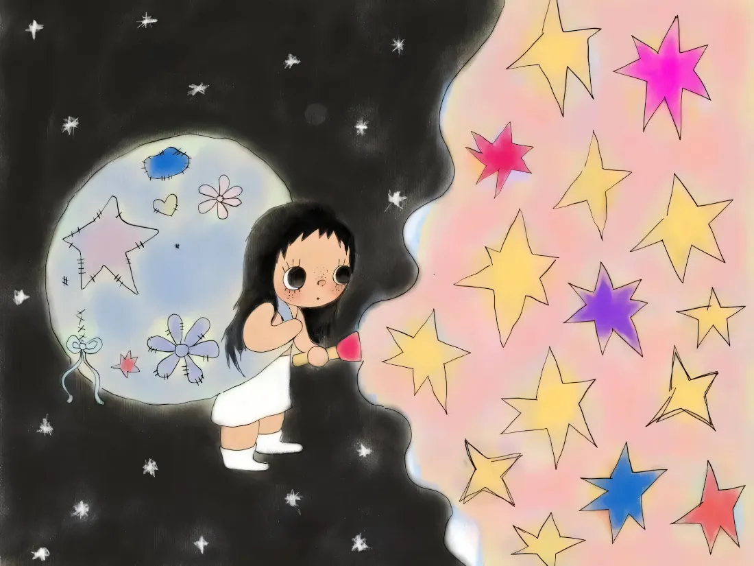 2k小玉壁纸｜星空星星背景图片 - 治愈手绘可爱少女「哲风壁纸」