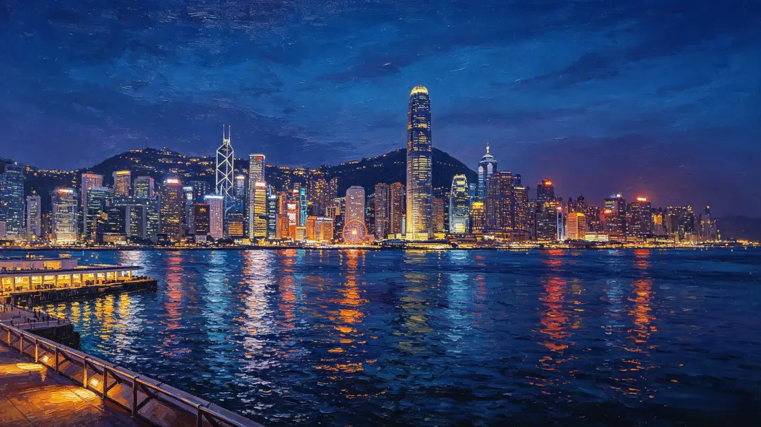 3k香港维多利亚港壁纸｜璀璨夜景背景图片 - 海港城市天际线「哲风壁纸」