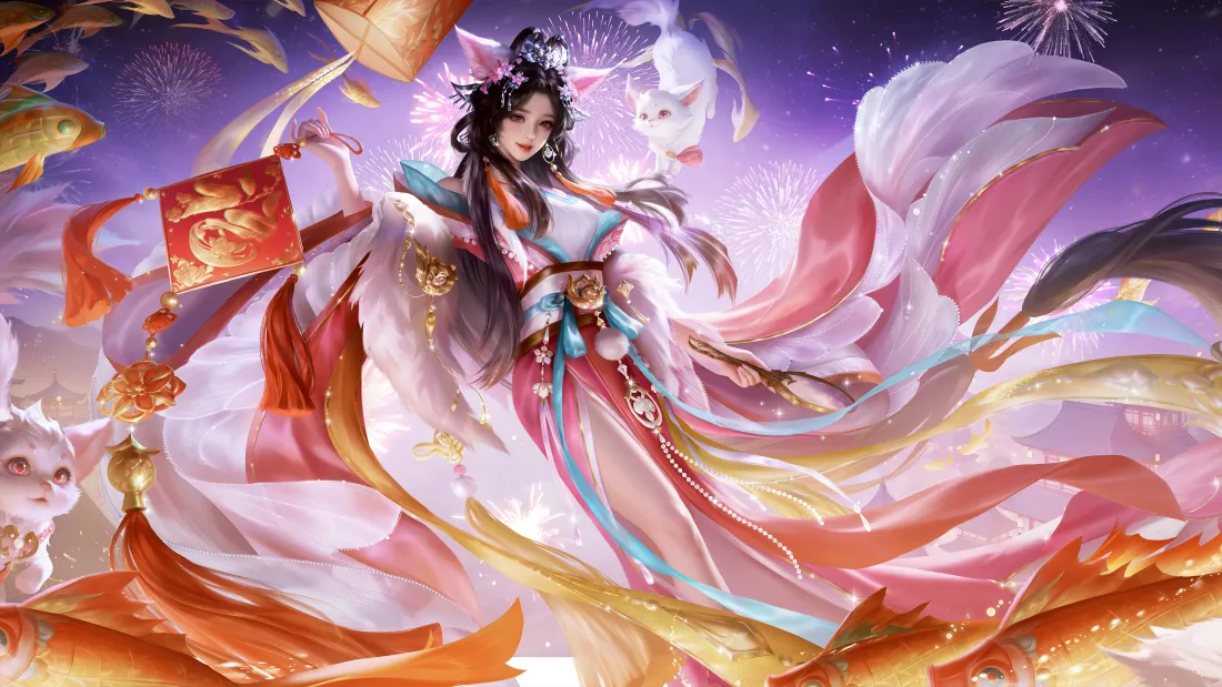 4k三国杀曹媛壁纸｜祥瑞迎春背景图片 - 古风美女锦鳞福袋「哲风壁纸」