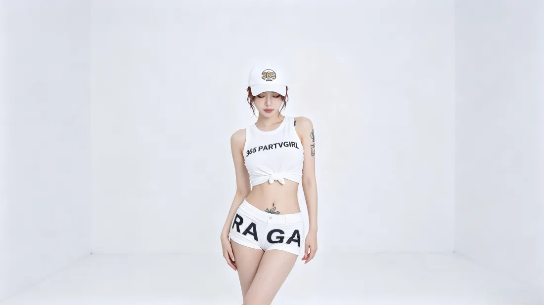 3k运动风美女壁纸｜白色背景图片 - 棒球帽露脐穿搭「哲风壁纸」