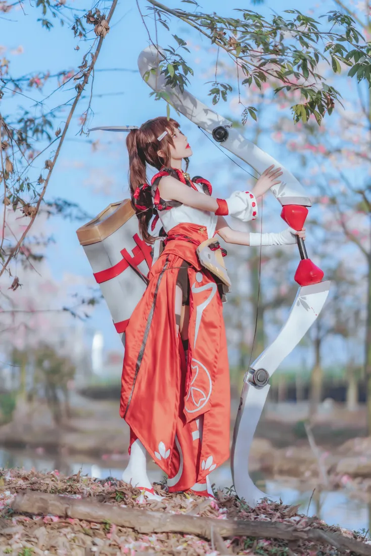 伽罗花见巫女手机壁纸｜户外樱花背景图片 - 桜桃喵cosplay「哲风壁纸」