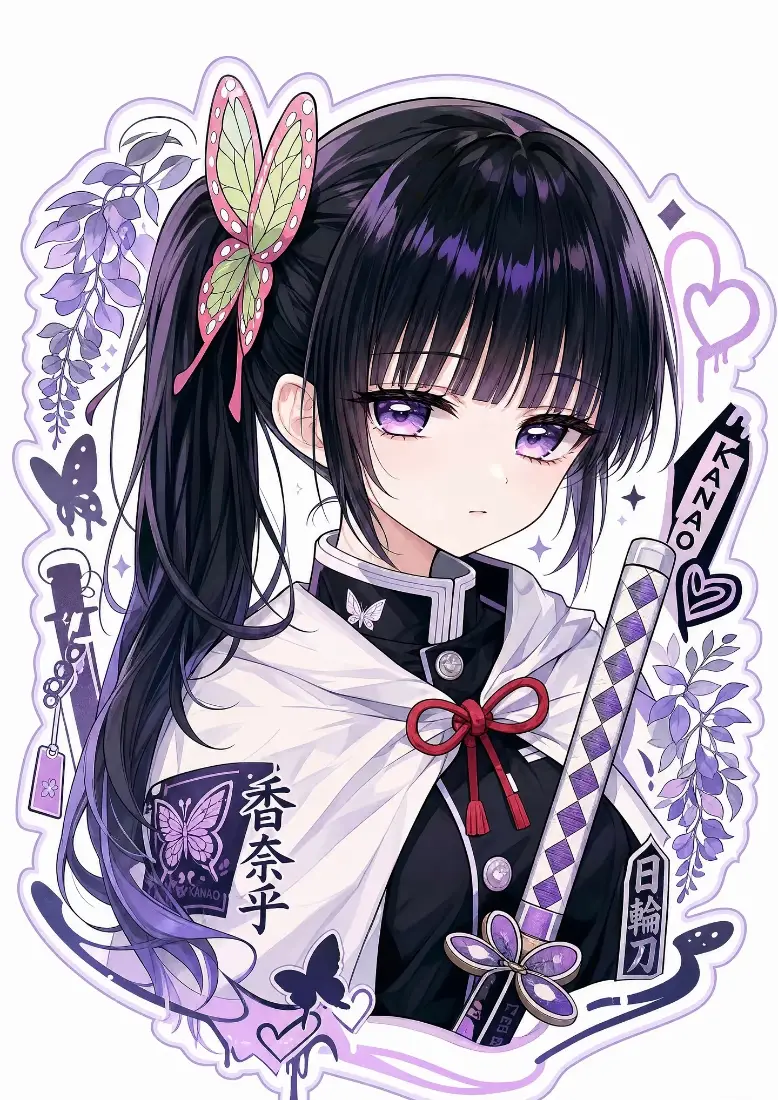 栗花落香奈乎手机壁纸｜鬼灭之刃背景图片 - 紫藤蝴蝶日轮刀少女「哲风壁纸」