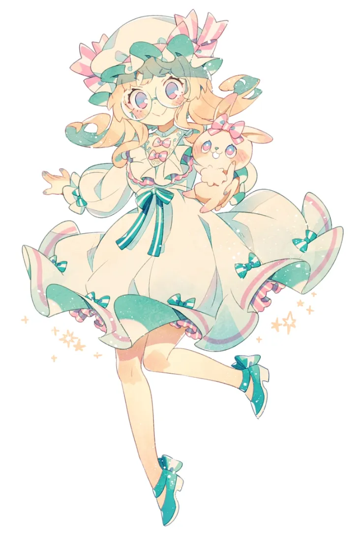 洛丽塔女孩手机壁纸｜萌系插画背景图片 - 抱兔甜系少女「哲风壁纸」