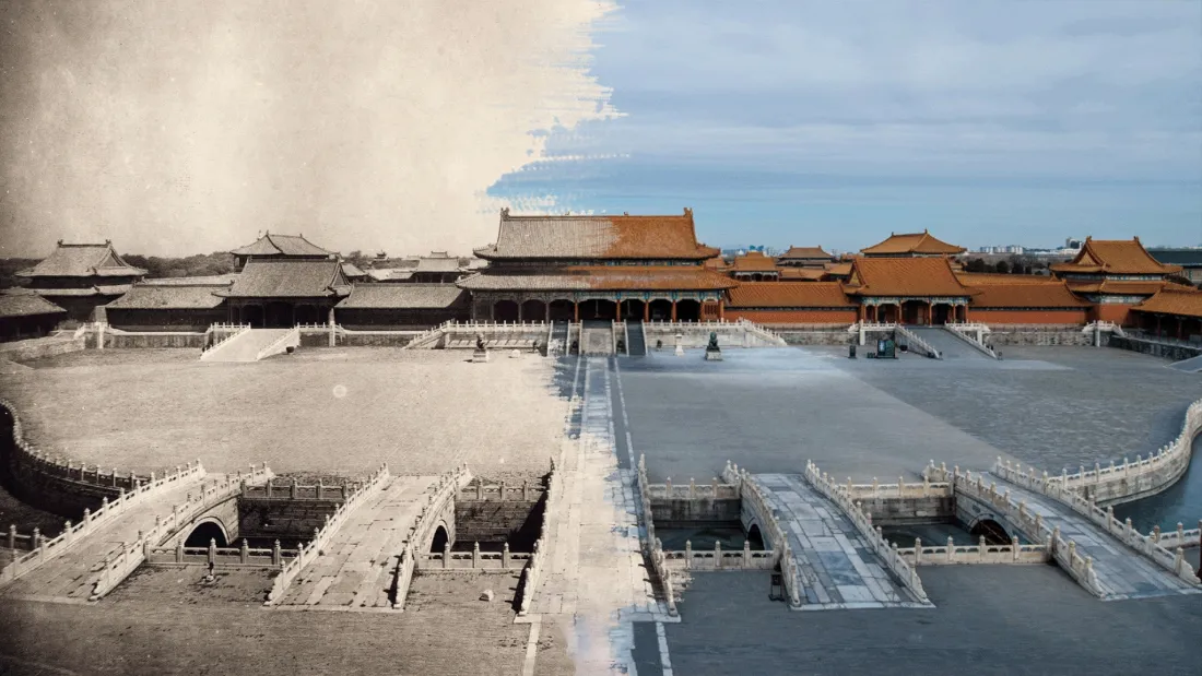 2k故宫壁纸｜古今对比背景图片 - 太和殿广场雪景晴日风貌「哲风壁纸」
