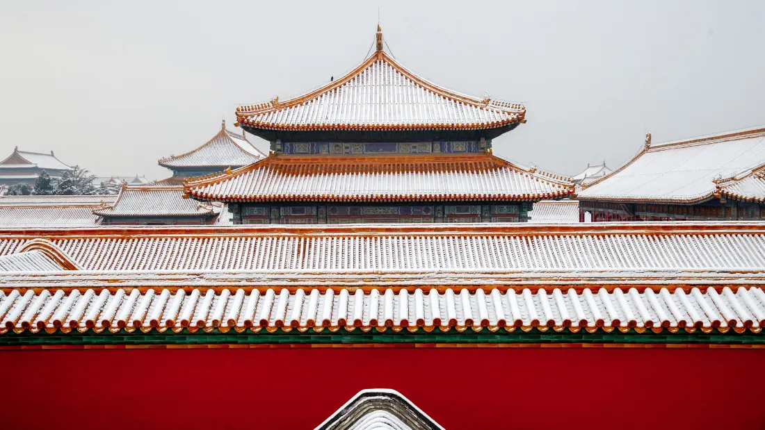 2k故宫壁纸｜红墙雪景背景 - 古建飞檐落雪景致「哲风壁纸」
