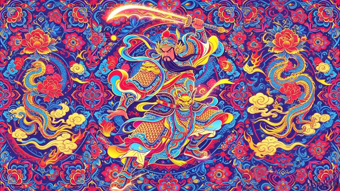 3k门神壁纸｜国潮传统纹样背景图片 - 祥云牡丹喜庆年画「哲风壁纸」