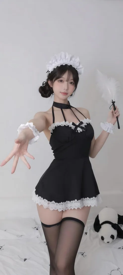 女仆装美女手机壁纸｜黑丝穿搭背景图片 - 纯欲风「哲风壁纸」