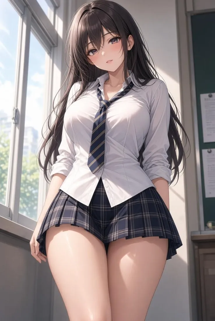 JK制服少女手机壁纸｜教室窗边背景图片 - 黑长直「哲风壁纸」