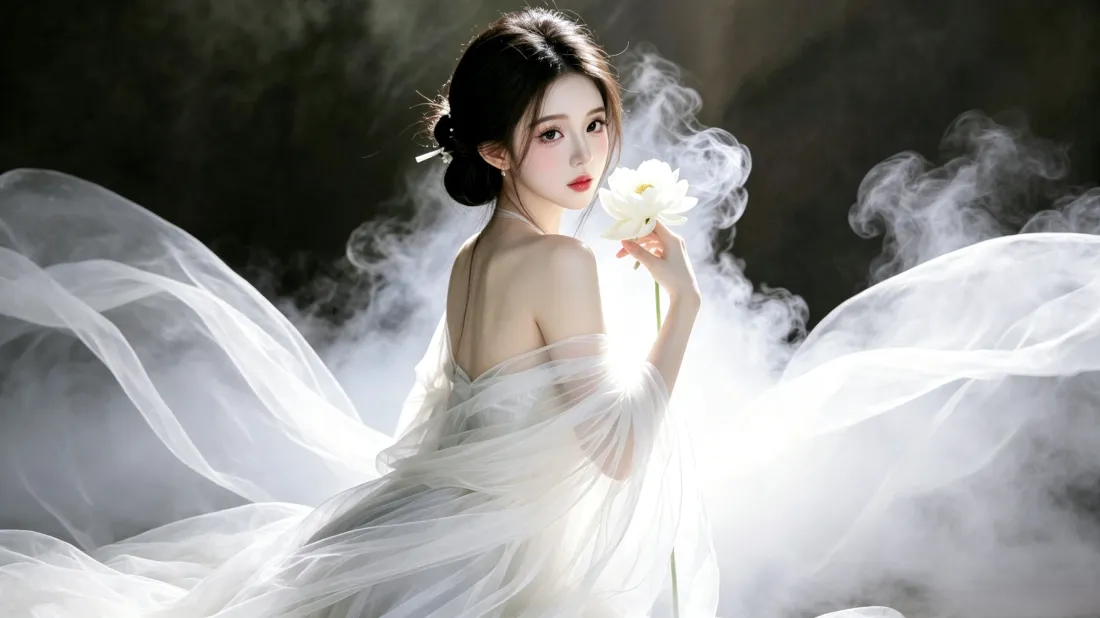 3k白纱美女｜氛围感写真背景图片 - 仙气轻纱「哲风壁纸」