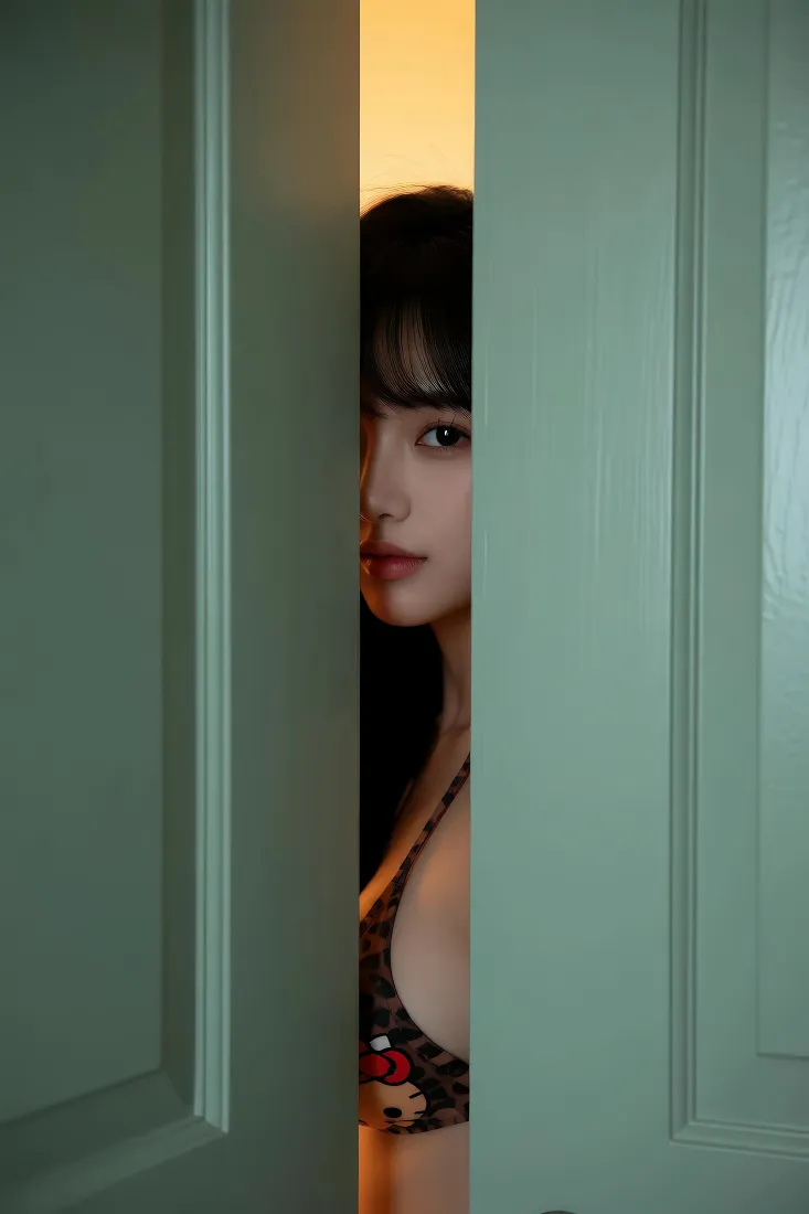 门缝美女手机壁纸｜室内私房背景图片 - 吊带穿搭氛围感人像「哲风壁纸」